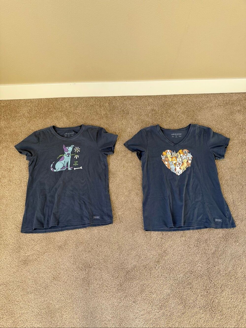 Life Is Good Set of Two Dog Crusher Shirt